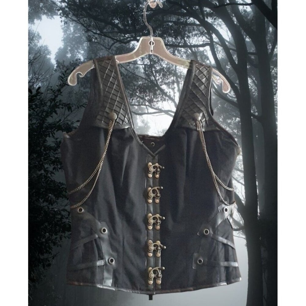 Dark Castle Gothic Medieval Revival Corset L-XL Rocker LARP Theater Wardrobe